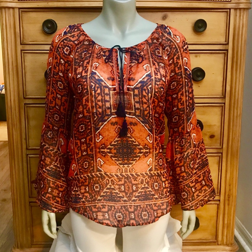 Pretty Fall Season “Miss Me” Peasant Top Small